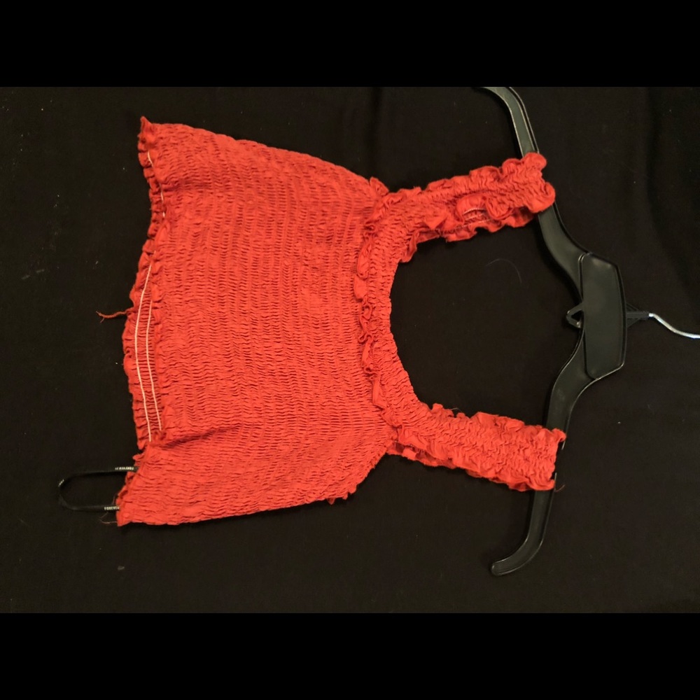 Red off the shoulder crop top